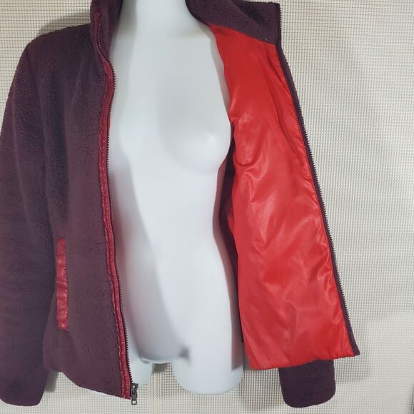 Patagonia Jacket Womens XS Deep Pile Fleece Full Zip Dark Red Maroon Sherpa - Picture 6 of 10